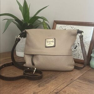 Valentina Italia Genuine Italian Leather Taupe Crossbody Bag
